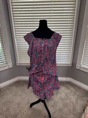Simply Southern Pink and Blue Paisley Shorts and matching Top